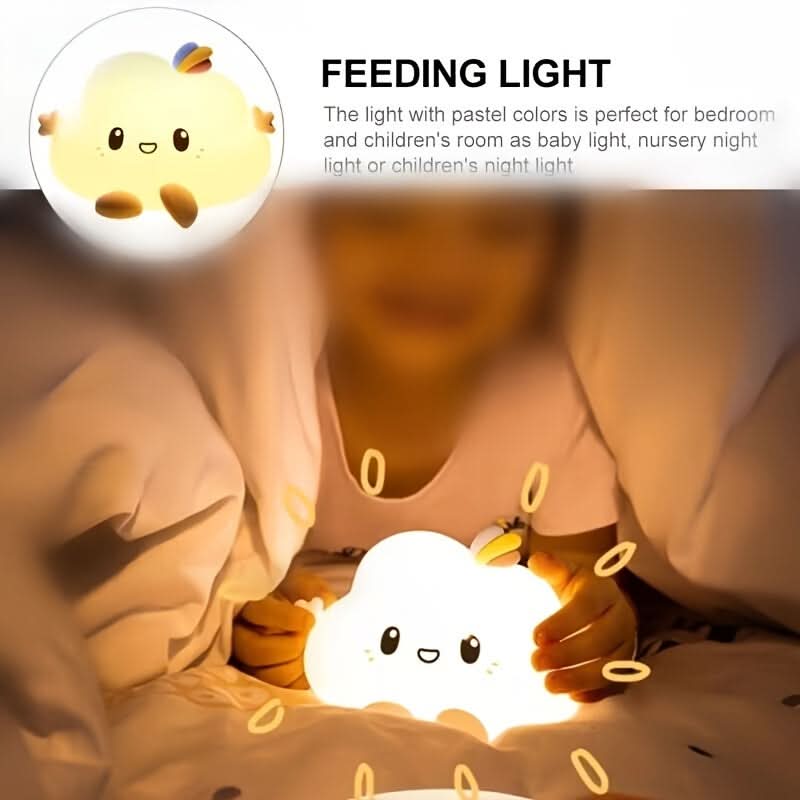 Cloud-Shaped LED Night Light - USB Rechargeable Touch Lamp for Bedside