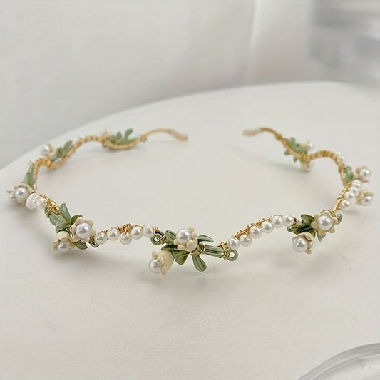 Handmade Faux Pearl Lily Hair Band
