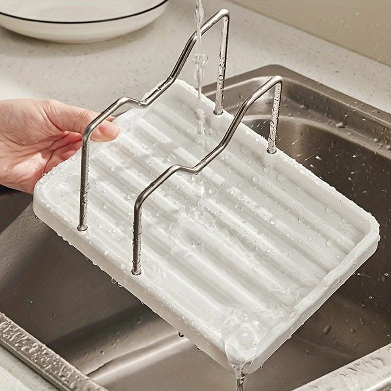 Premium Pot Lid Holder - Space-Saving Stainless Steel Rack with Drainage