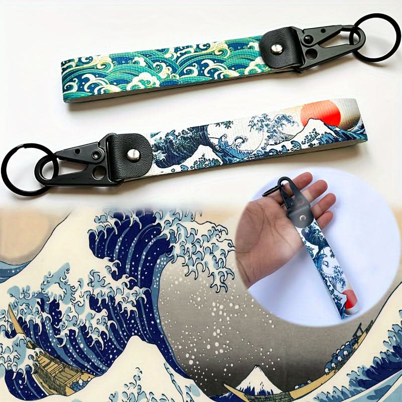 Premium Nylon Car & Motorcycle Keychain – Wave Design