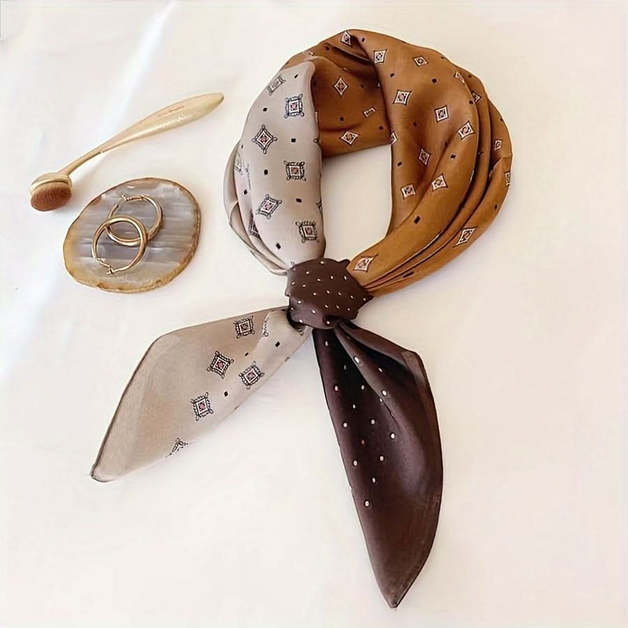Vintage Polka Dot Square Scarf for Women