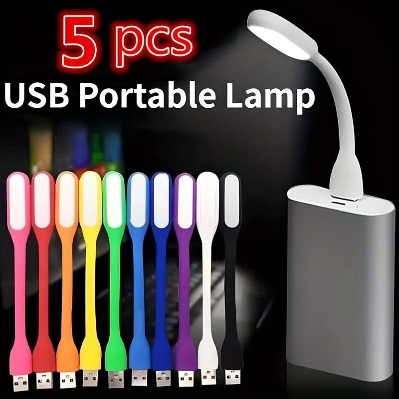 5-Pack Portable LED Desk Lamps – USB Powered