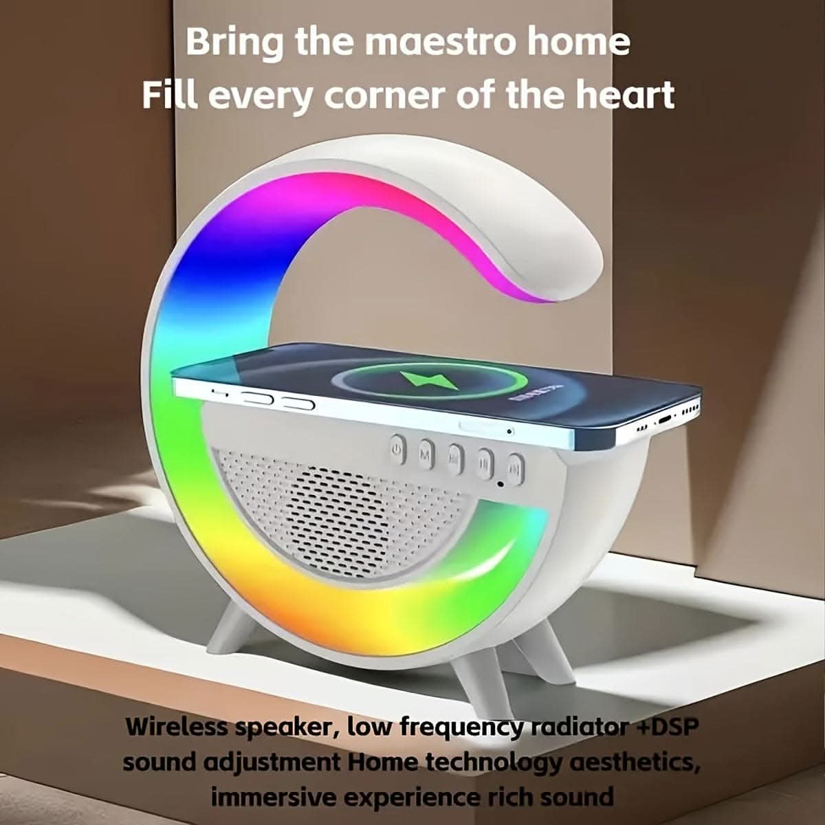 Wireless Smart Light Speaker -Sleep Alarm Clock with Mobile Phone Wireless Charging