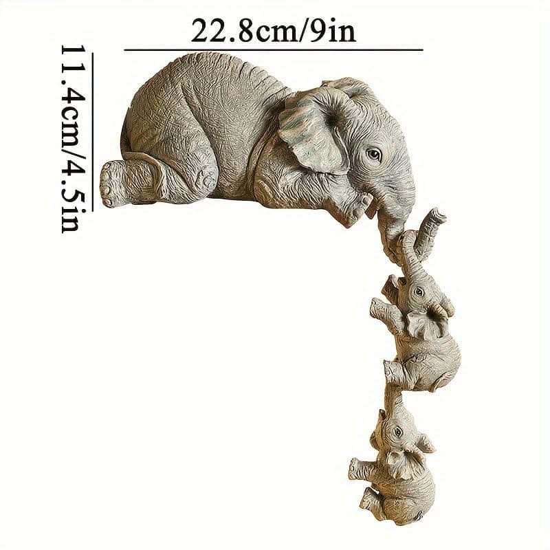 3-Piece Resin Elephant Statue Set – Elegant Handcrafted Decorative Figurines