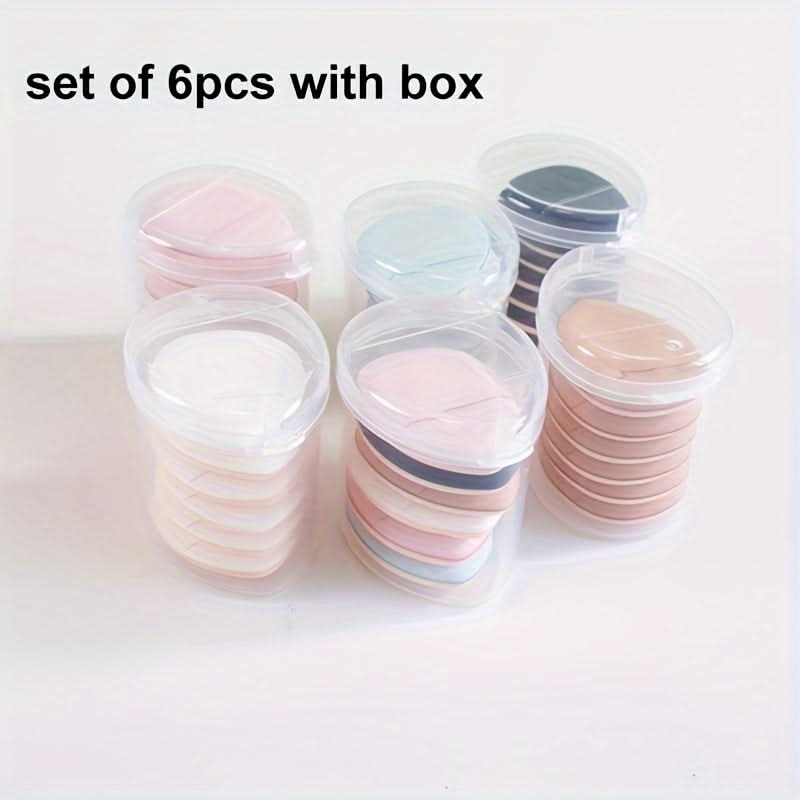 6pcs Mini Makeup Sponge Puff Set with Container