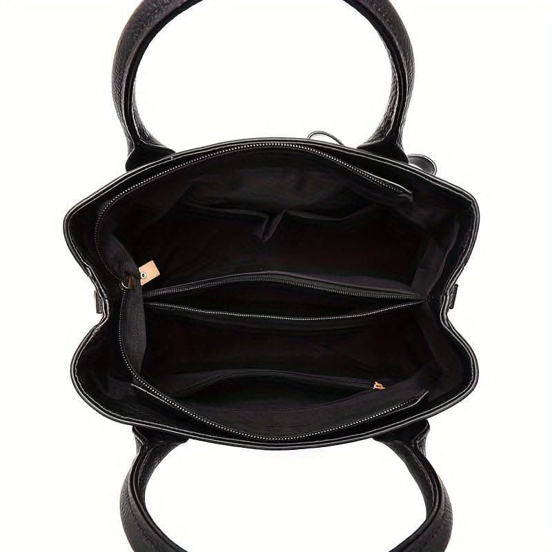 Embroidery Handbag in solid color with Elegant Top Handle