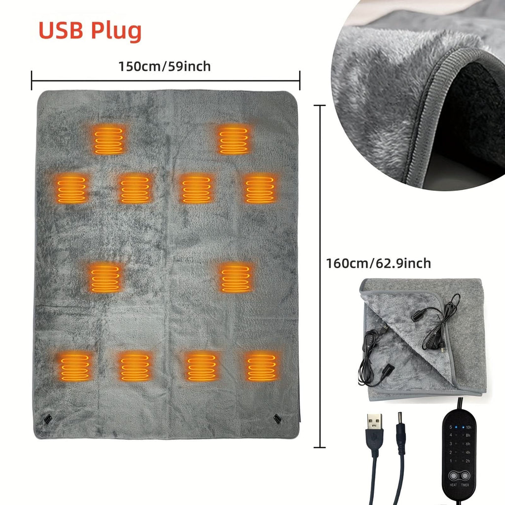 USB Electric Heated Blanket with 5 Temperature Settings