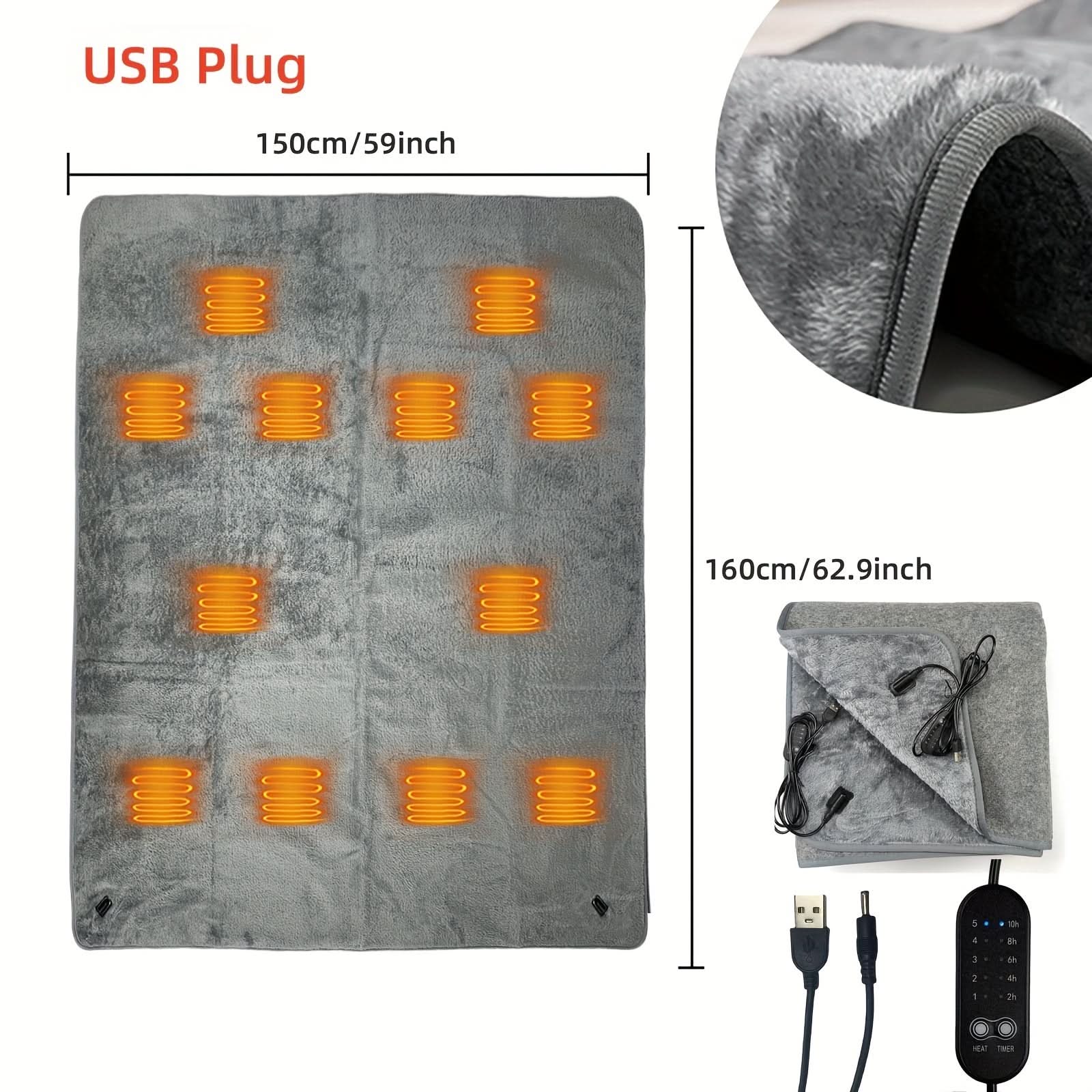 USB Electric Heated Blanket with 5 Temperature Settings