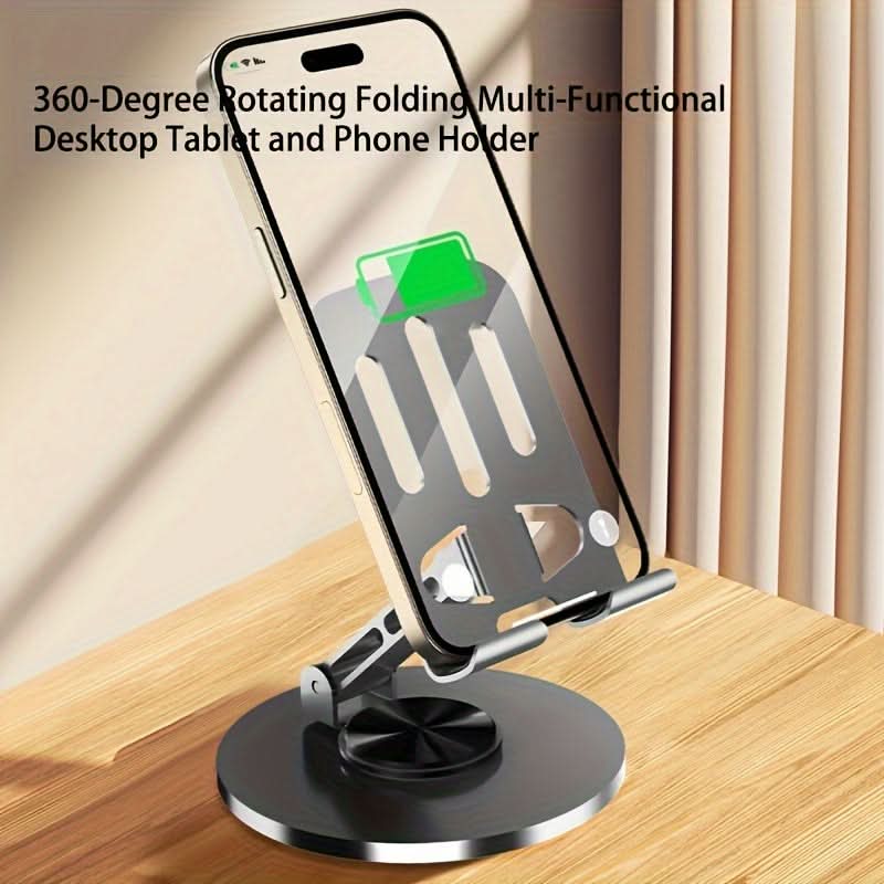 360-Degree Rotating Foldable Phone Stand – Adjustable Height