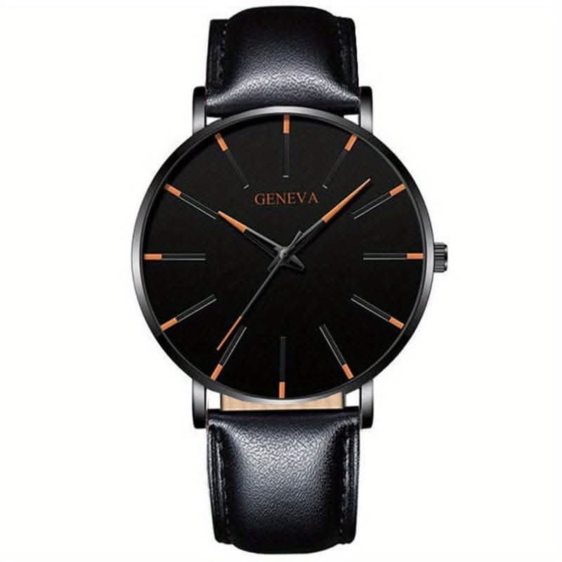 Minimalist Men's Fashion Ultra Thin Watch with Stainless Steel Belt