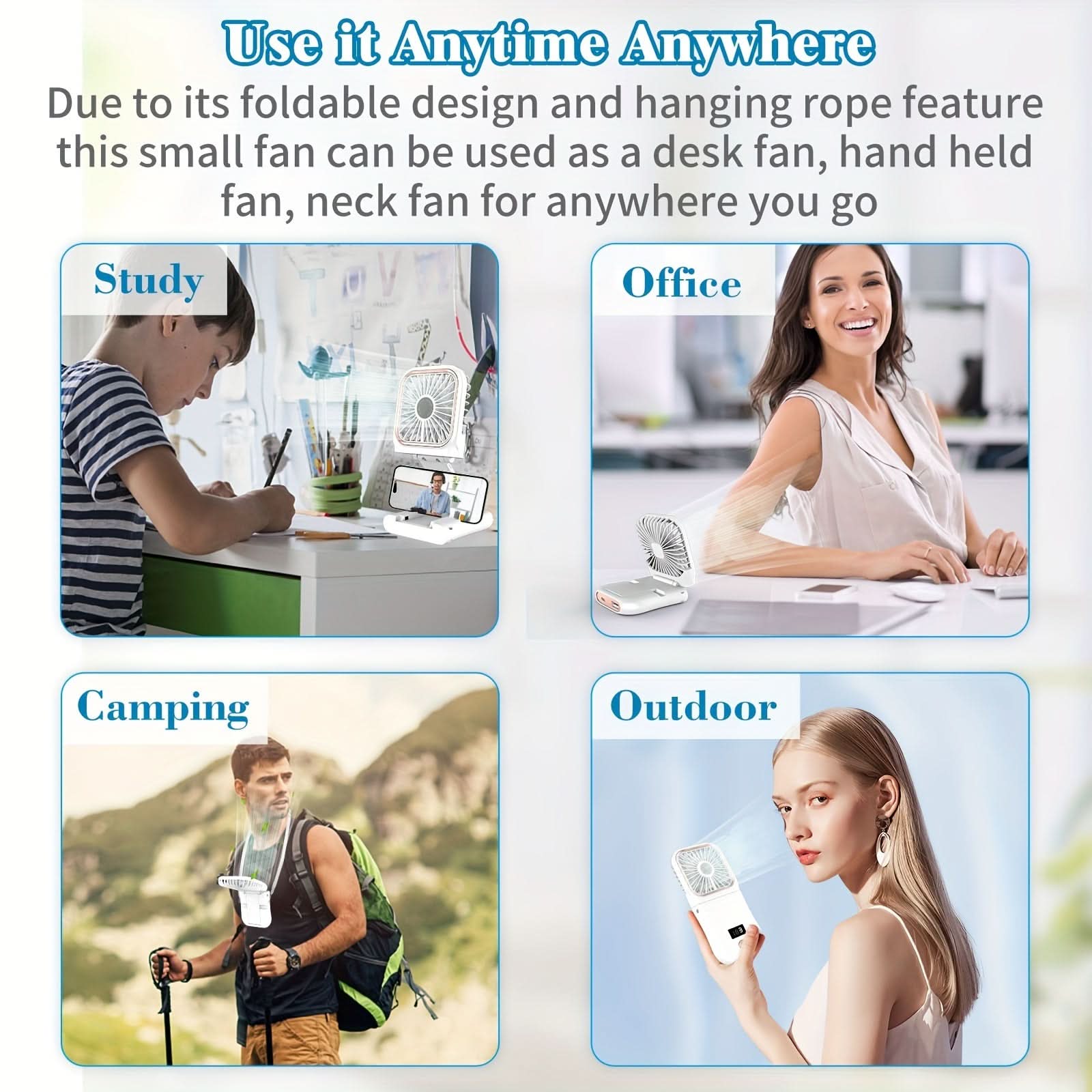Portable Digital Display Neck Fan – Foldable with 3000mAh Battery