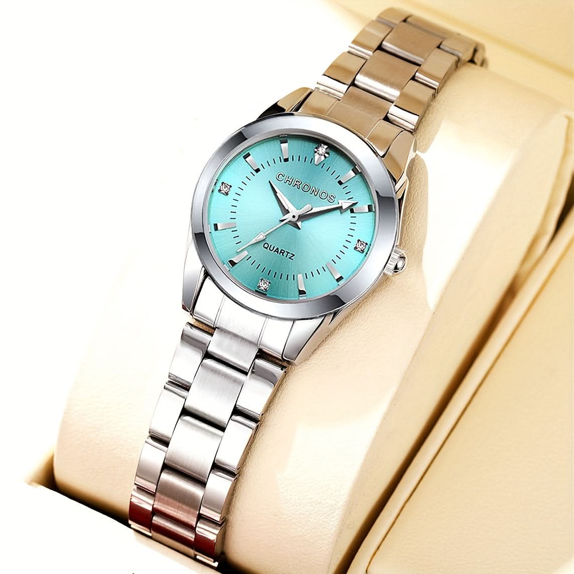 Elegant Crystal Round Quartz Watch