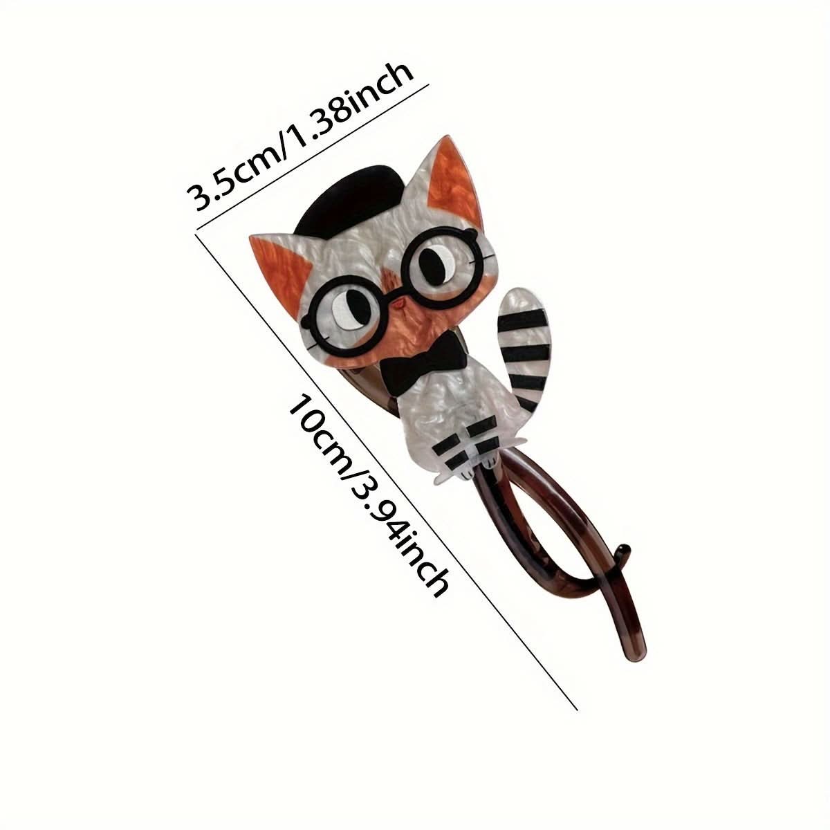 4pcs Cute Cartoon Cat Acrylic Hair Clips for Women & Girls