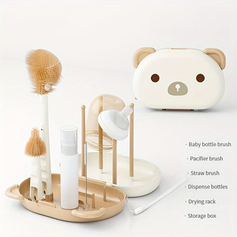 Cartoon Animal Shape Silicone Bottle Brush Set