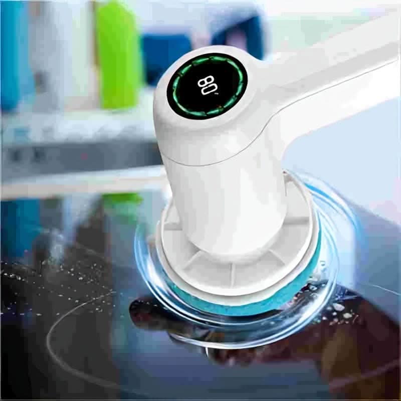 Bathroom Scrubber with 5 Brush Heads - 2 Speeds & LED Display
