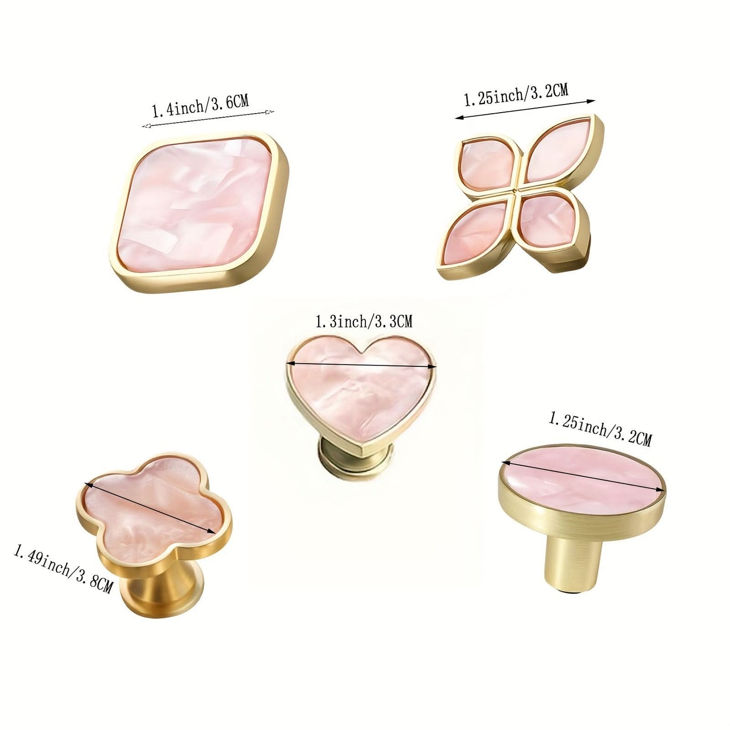 5-Pack Pink Zinc Alloy Cabinet Knobs – Brushed Single Hole Handles