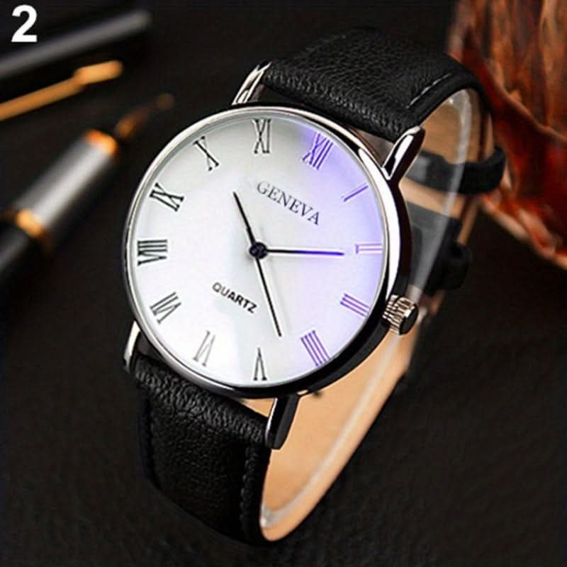 Men's Quartz Watch – Roman Numerals & PU Leather Strap