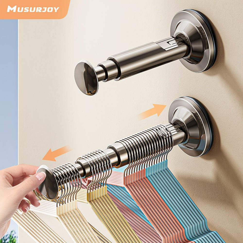 Worldwide Retractable Hanger Storage Rack – No-Drill Suction Mount, Adjustable Length, Space-Saving