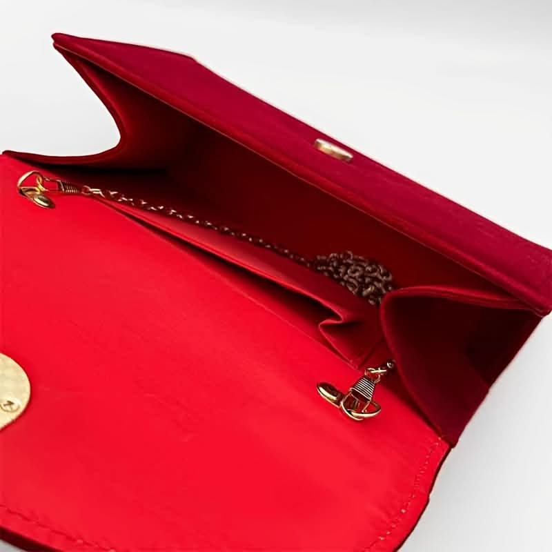 Vintage Burgundy Velvet Clutch with Pearl Handle