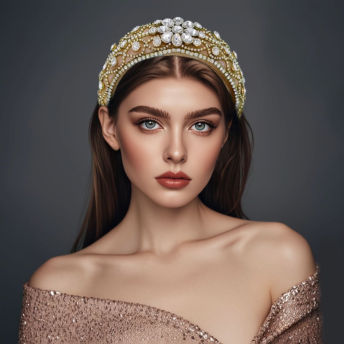 Baroque Style Rhinestone Hairband for Women - Elegant Fashionable Headpiece for Parties, Daily Wear, and Special Occasions - Hand Wash Only, No Power Needed, Featherless - YXA252
