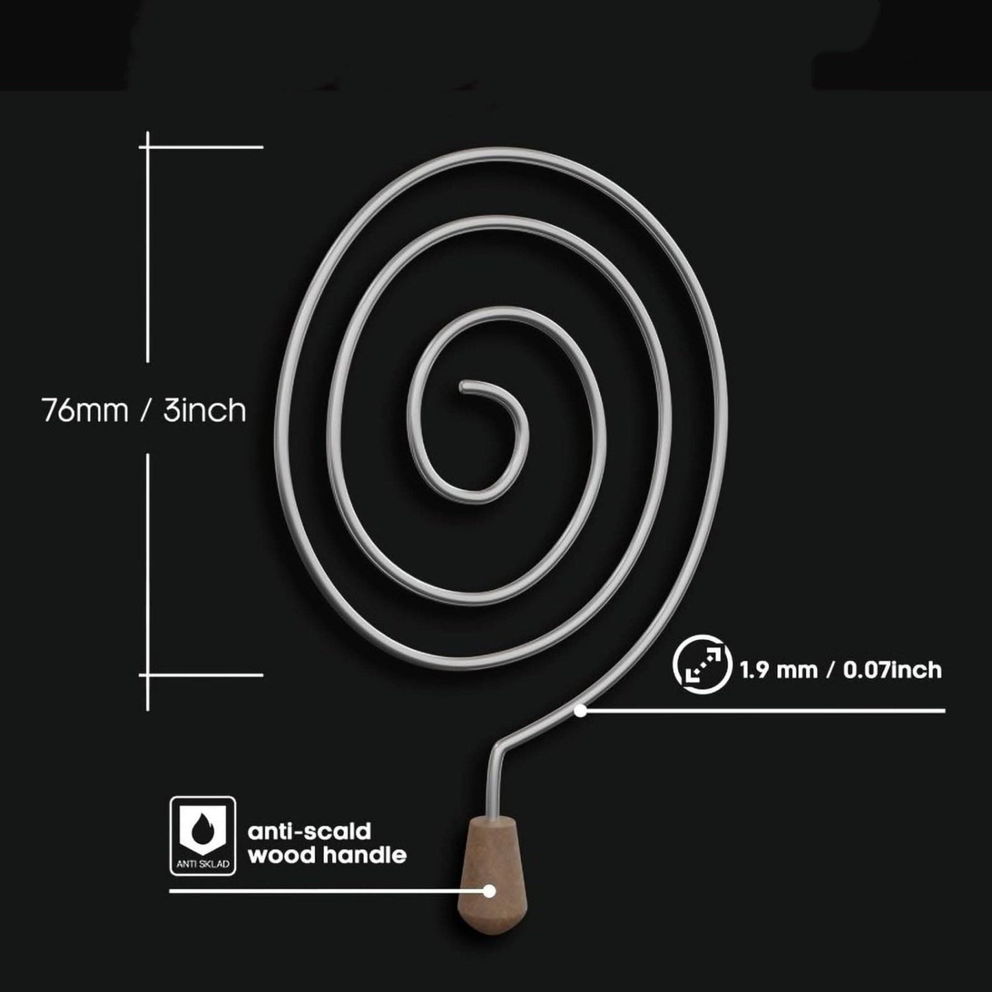6pcs Snail Coil Charcoal Holder Set - Lollipop-Shaped with Wooden Handles