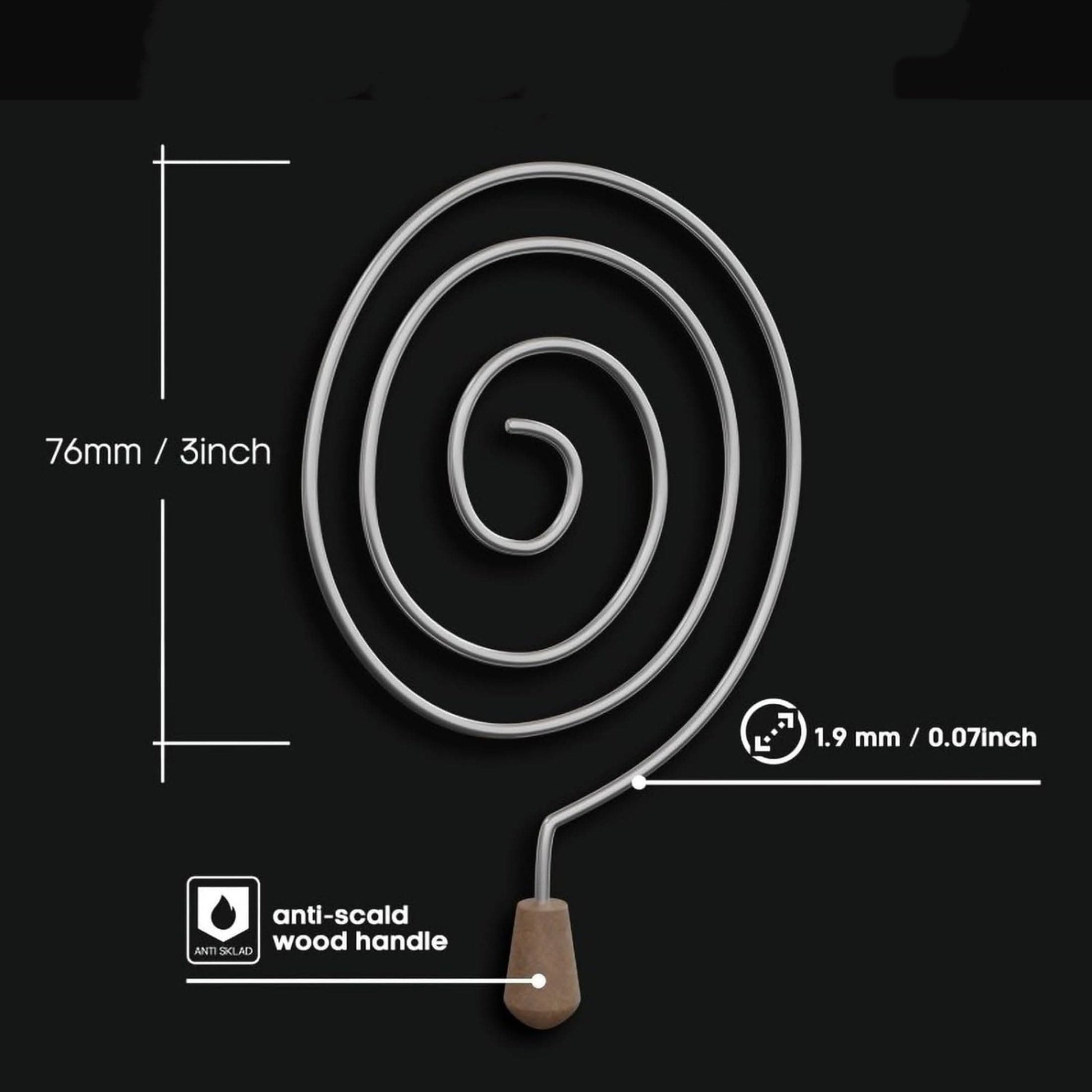 6pcs Snail Coil Charcoal Holder Set - Lollipop-Shaped with Wooden Handles