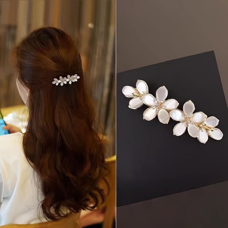Rhinestone Floral Hair Barrette for Women