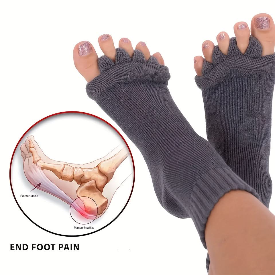Comfy Toeless Yoga Socks - Non-Slip Five-Toe Split Socks for Perfect Foot Alignment