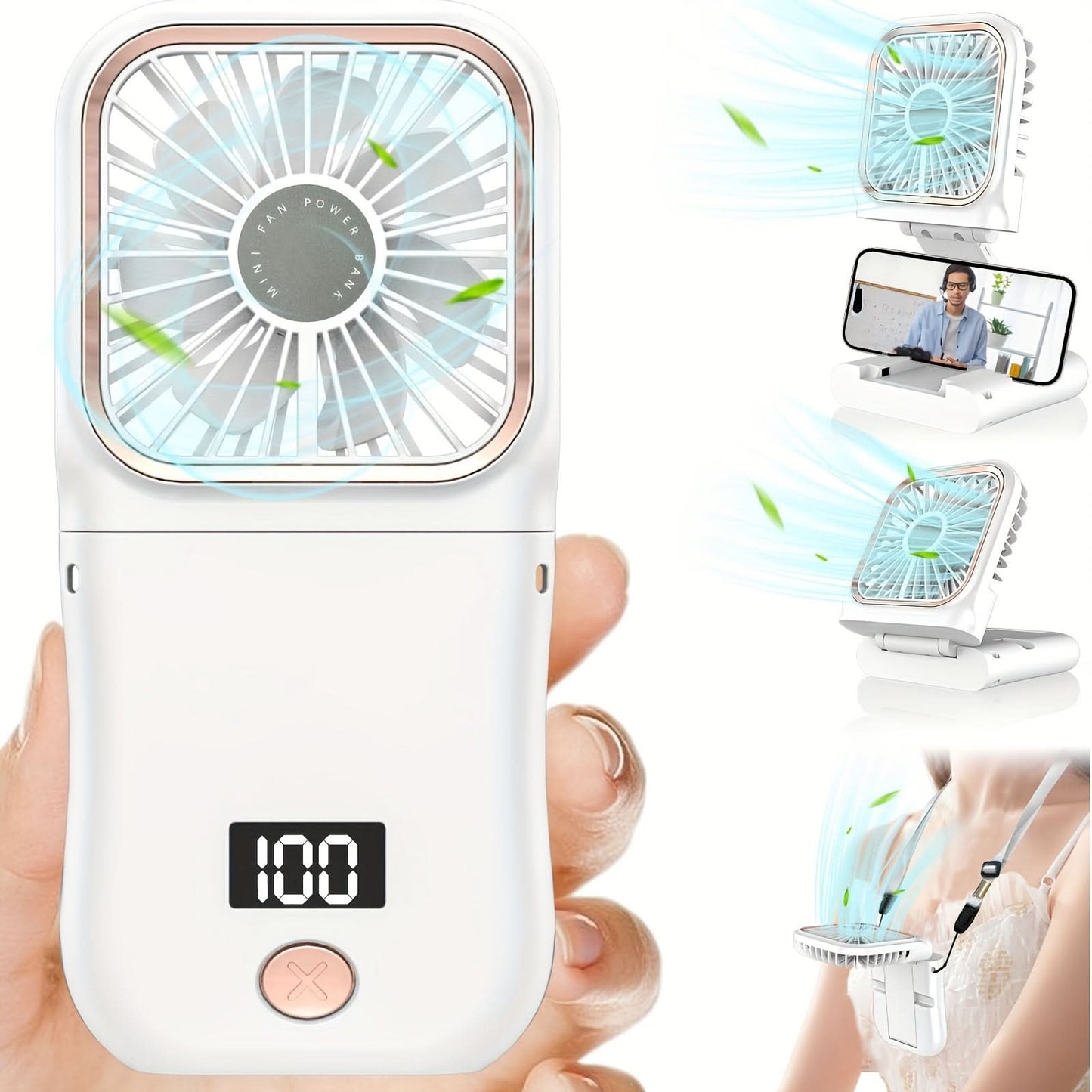 Portable Digital Display Neck Fan – Foldable with 3000mAh Battery