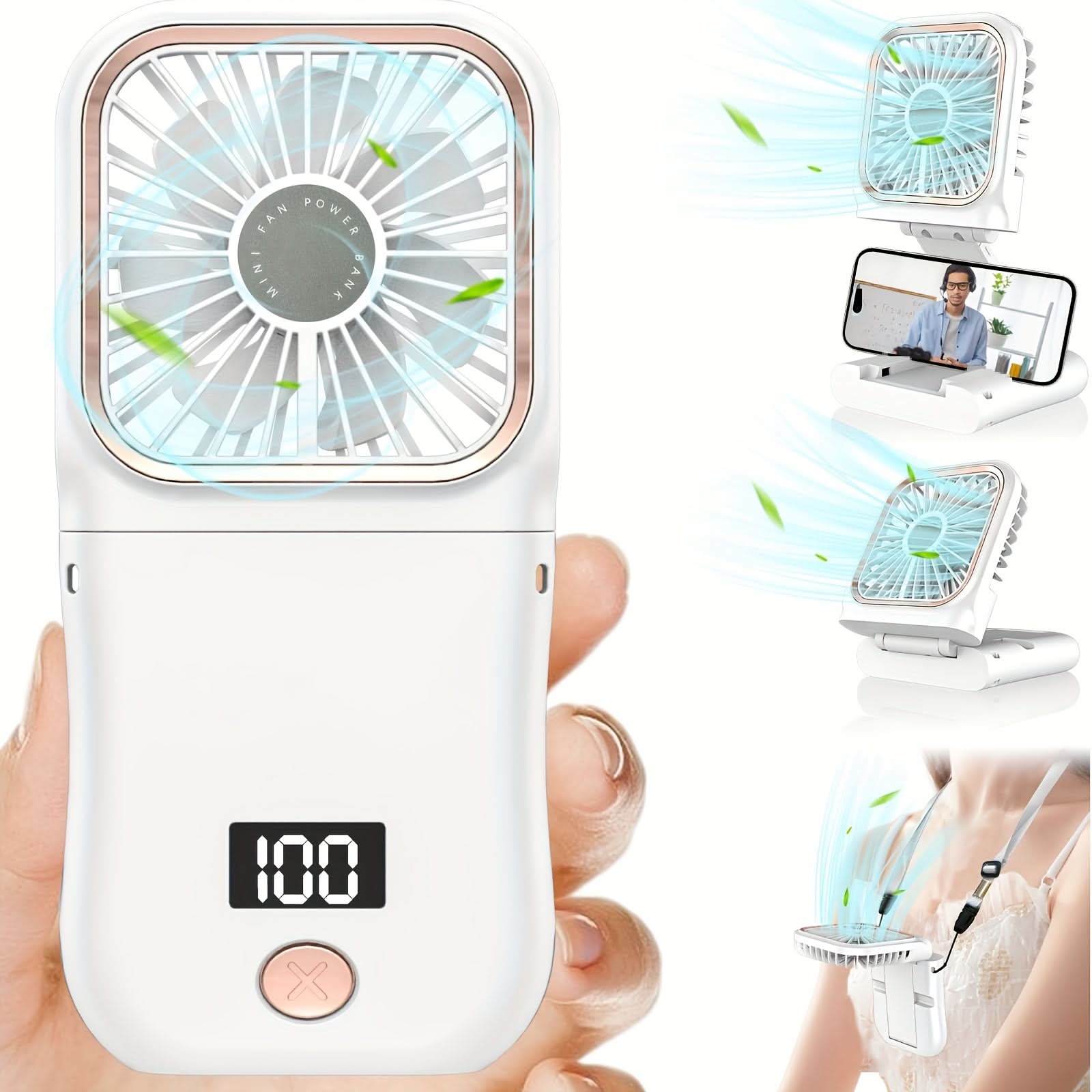 Portable Digital Display Neck Fan – Foldable with 3000mAh Battery