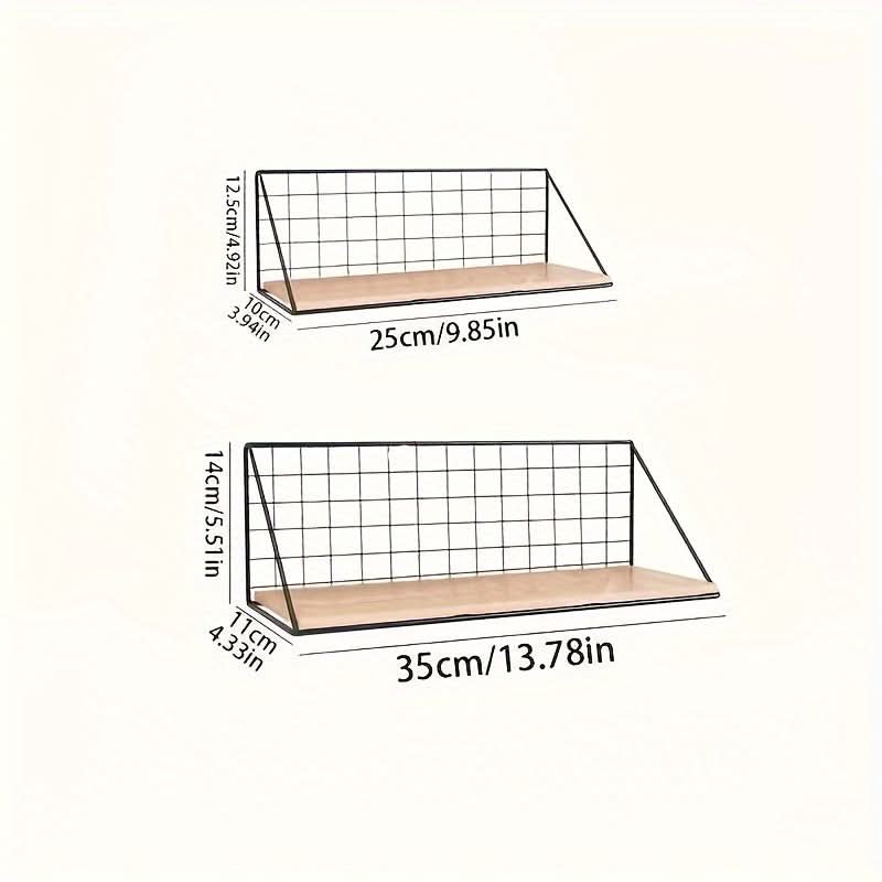 Metal Wall-Mounted Storage Rack - Floating Shelf, Punch-Free Hanging Organizer