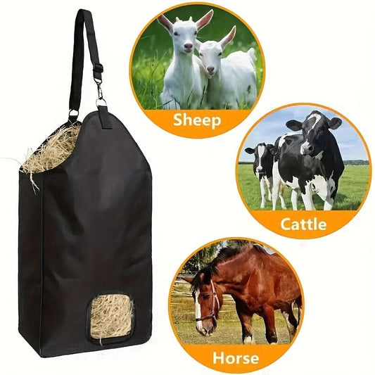 Large Adjustable Horse Hay Bag – Durable Polyester Feeding Pouch for Horses, Sheep & Cattle