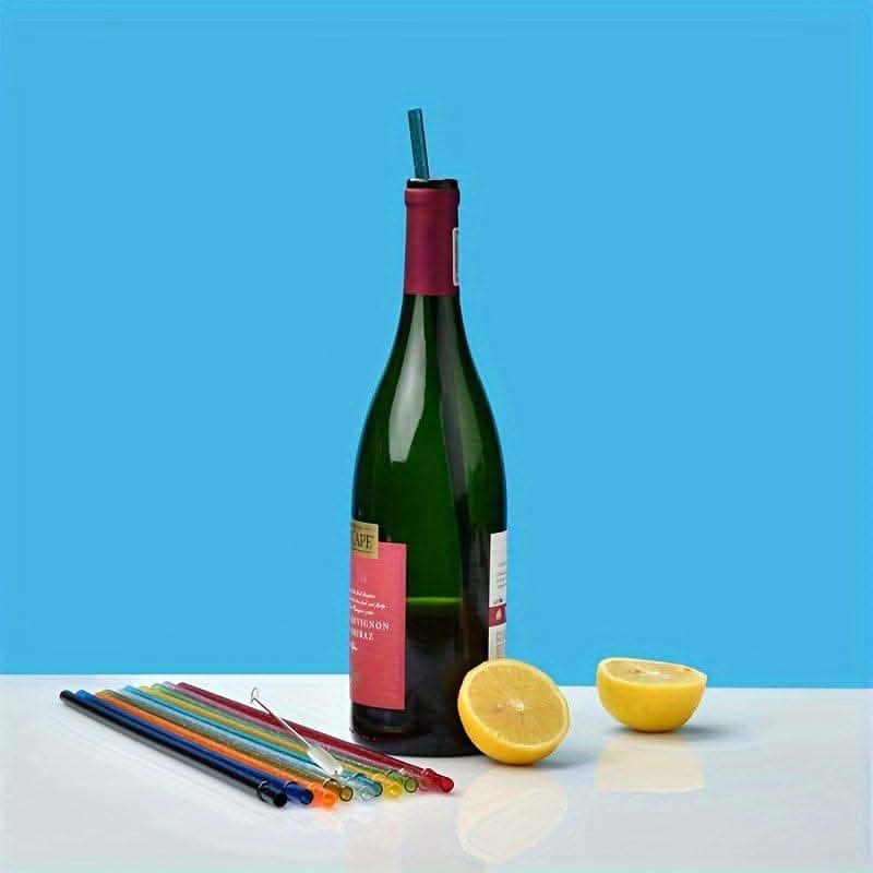 12pcs Reusable Glitter Straws - Extra Long Plastic Straws with Cleaning Brush