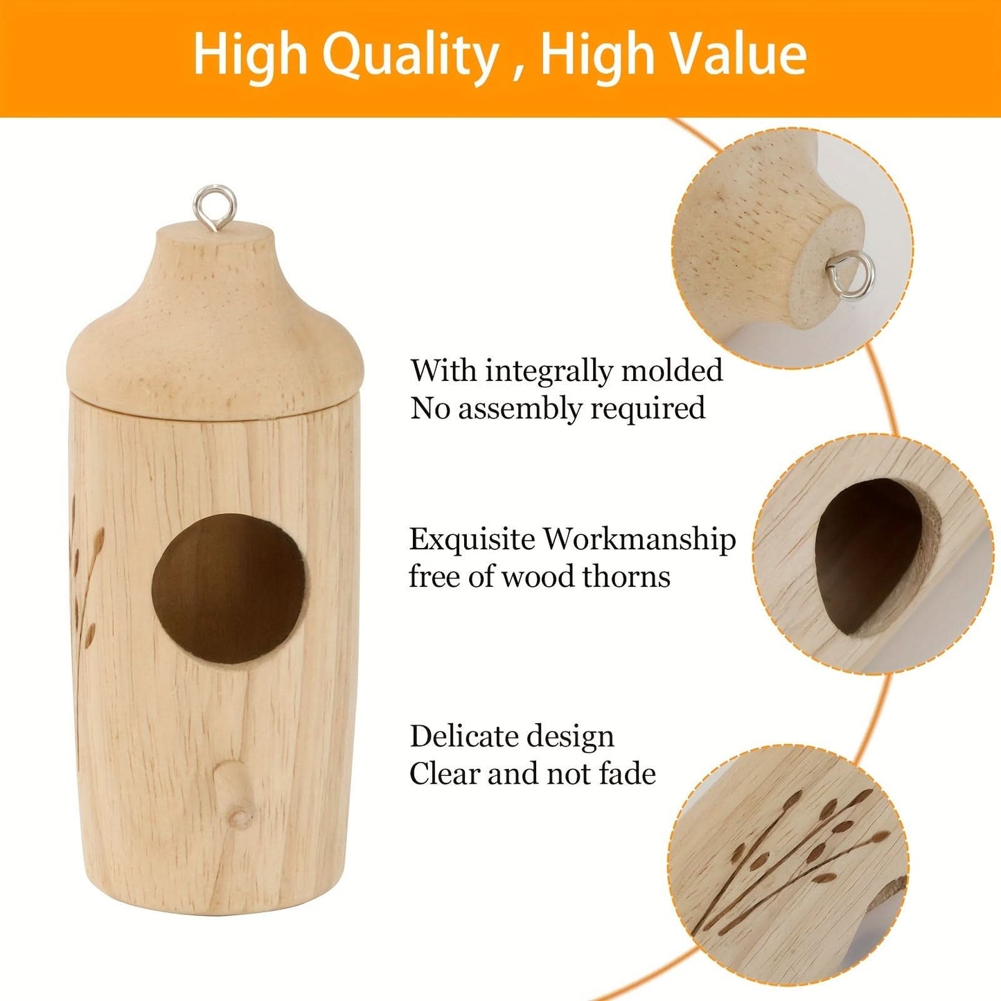 3pcs Wooden Hummingbird House Set