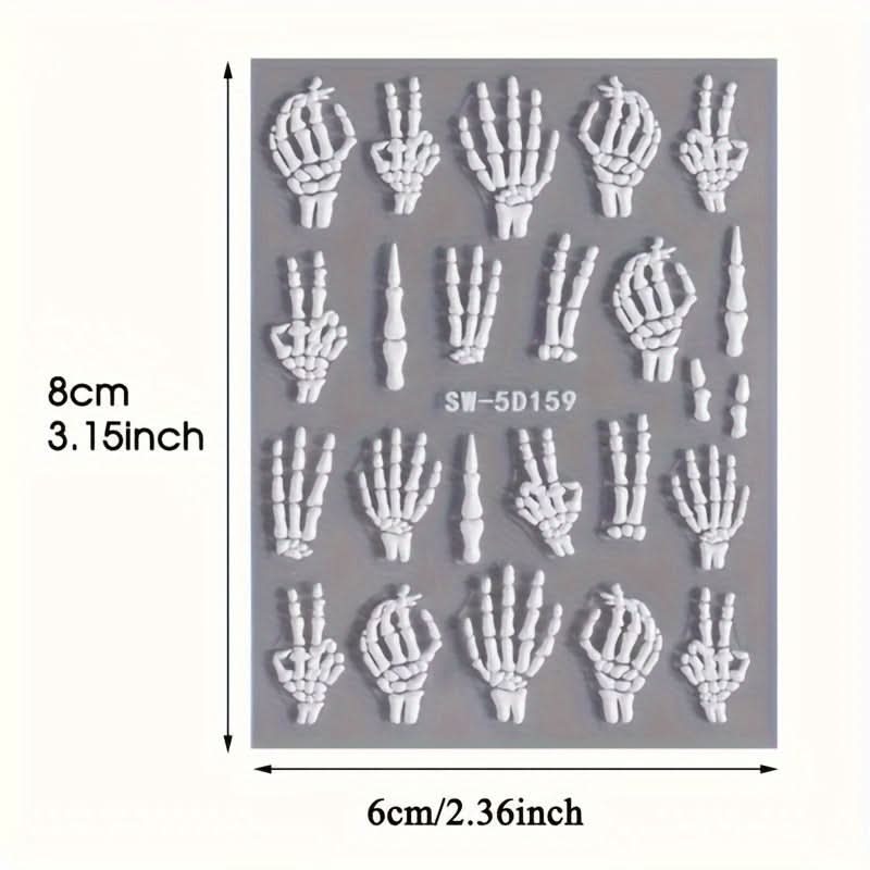 Halloween 5D Skull Nail Art Sticker - Self-Adhesive