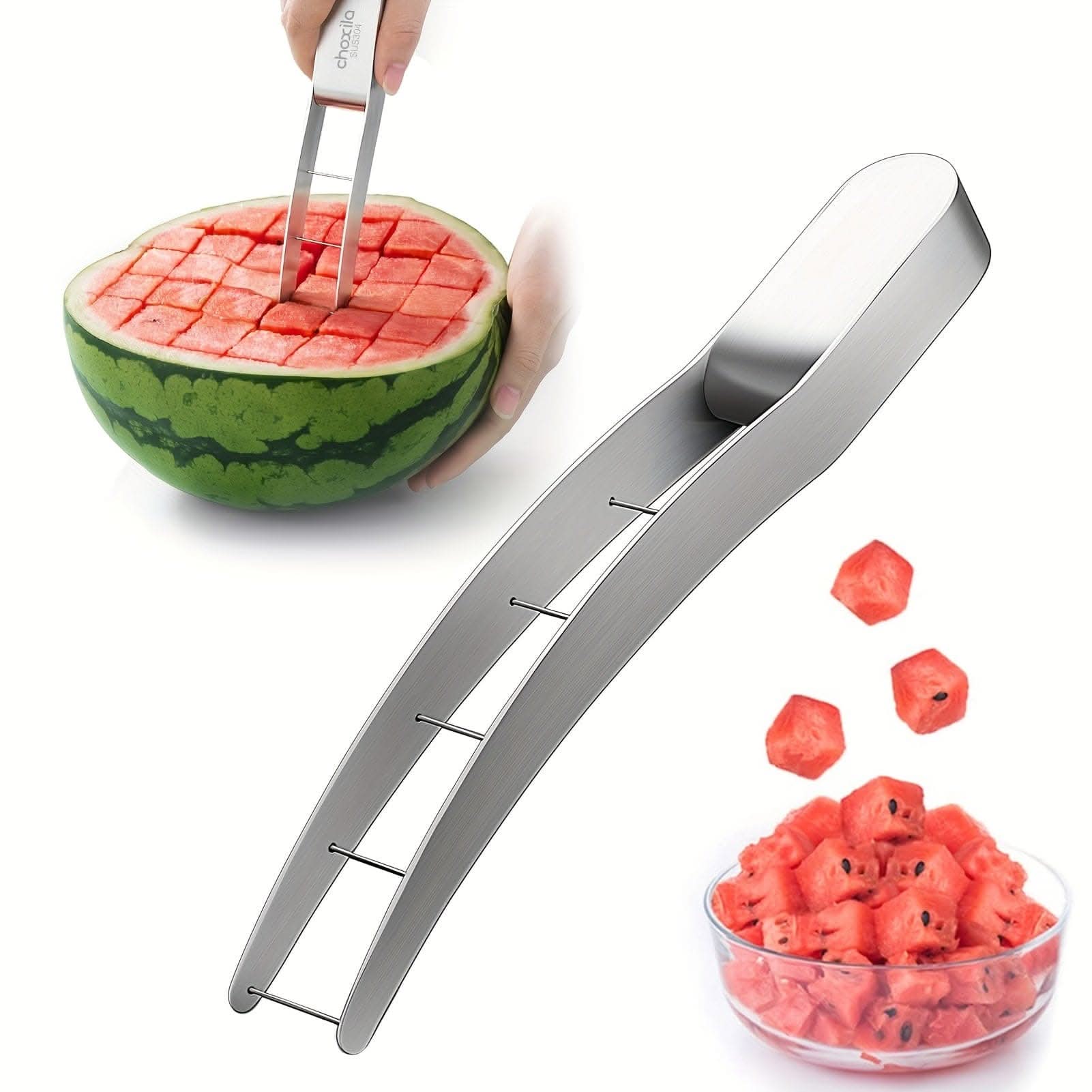 1pc Quick Watermelon/Fruit Cutter - Stainless Steel Cube Cutter for Fruit Salad Preparation