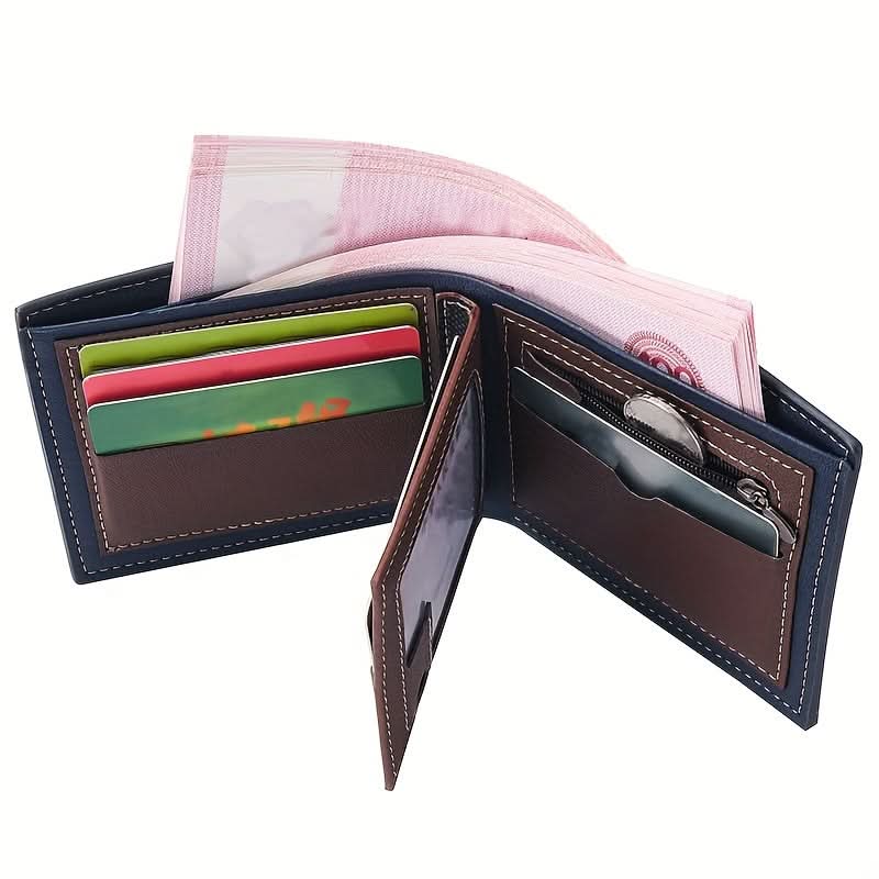 Stylish Black PU Leather Wallet with Money Clip and Zip Coin Purse