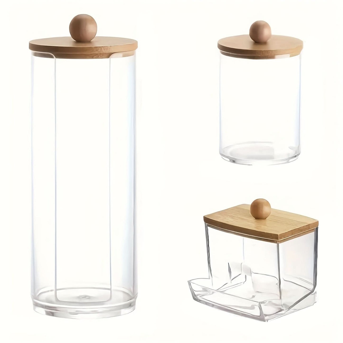 3-Piece Clear Bathroom Storage Jar Set