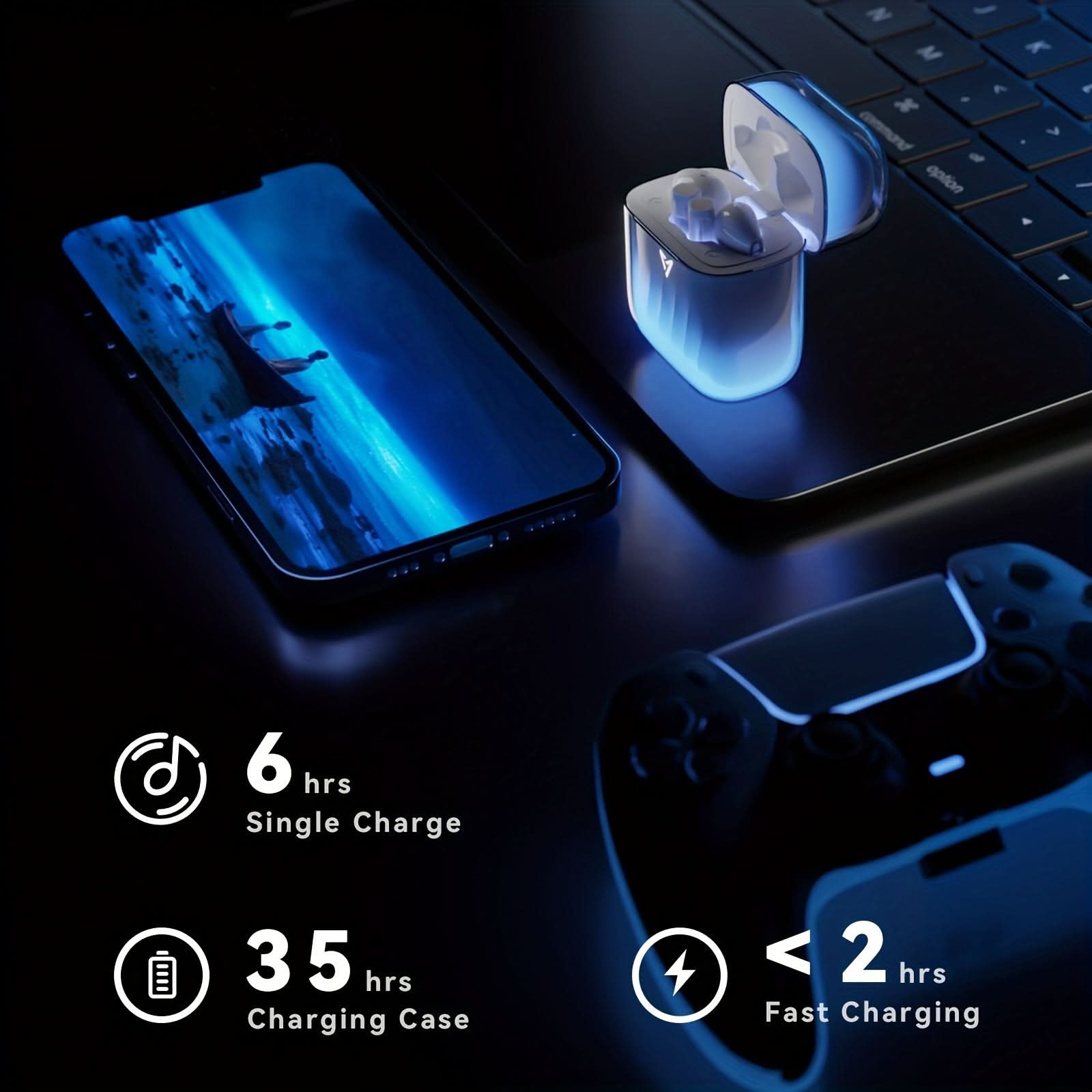 Glow-in-the-Dark Wireless Gaming Headset, Active Noise Cancellation