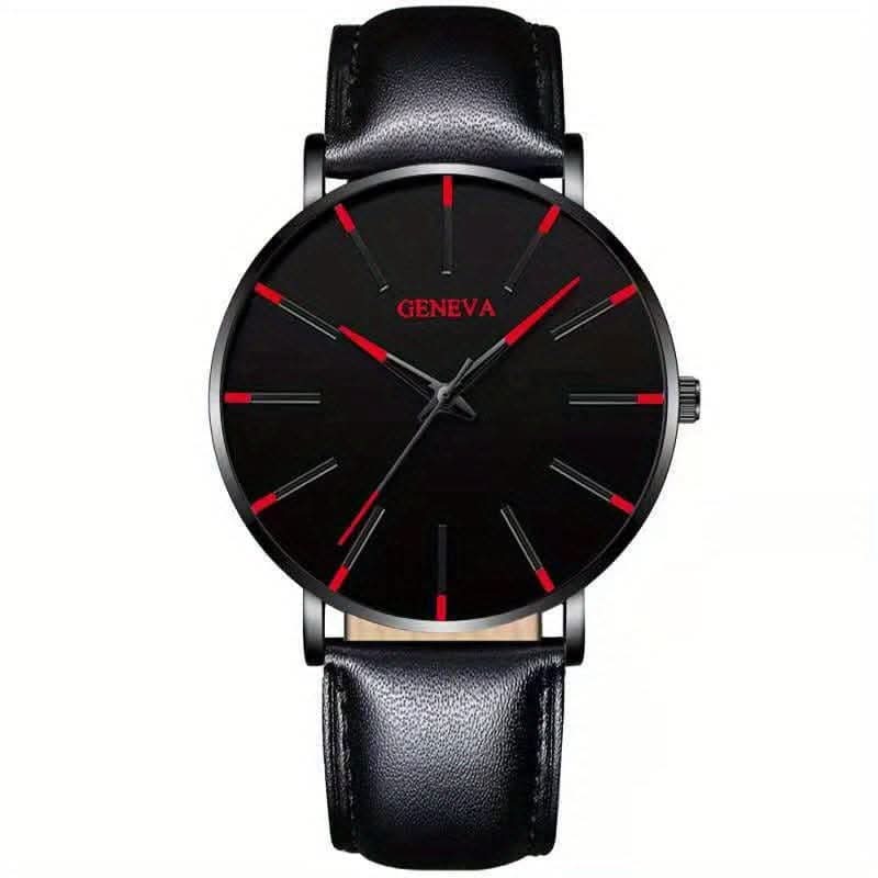 Minimalist Men's Fashion Ultra Thin Watch with Stainless Steel Belt