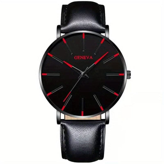 Minimalist Men's Fashion Ultra Thin Watch with Stainless Steel Belt