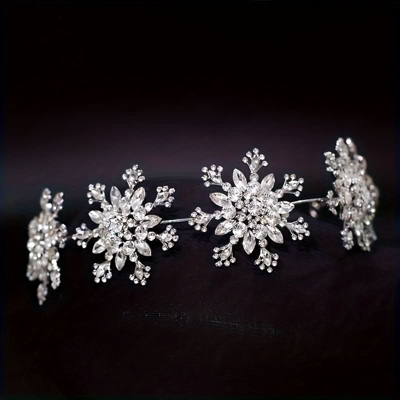 Elegant Snowflake Rhinestone Wedding Tiara Crown