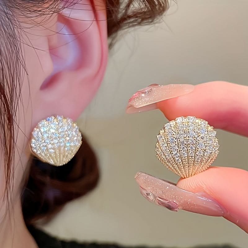 Elegant Zirconia Shell Earrings for Women