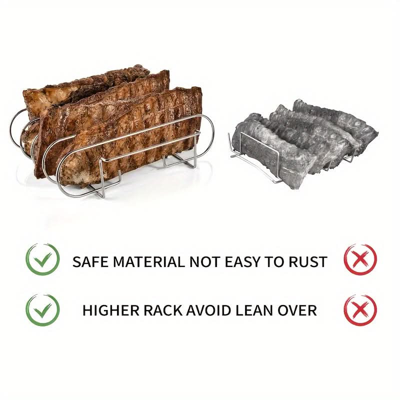 5-Slot Stainless Steel Rib Rack for Grilling