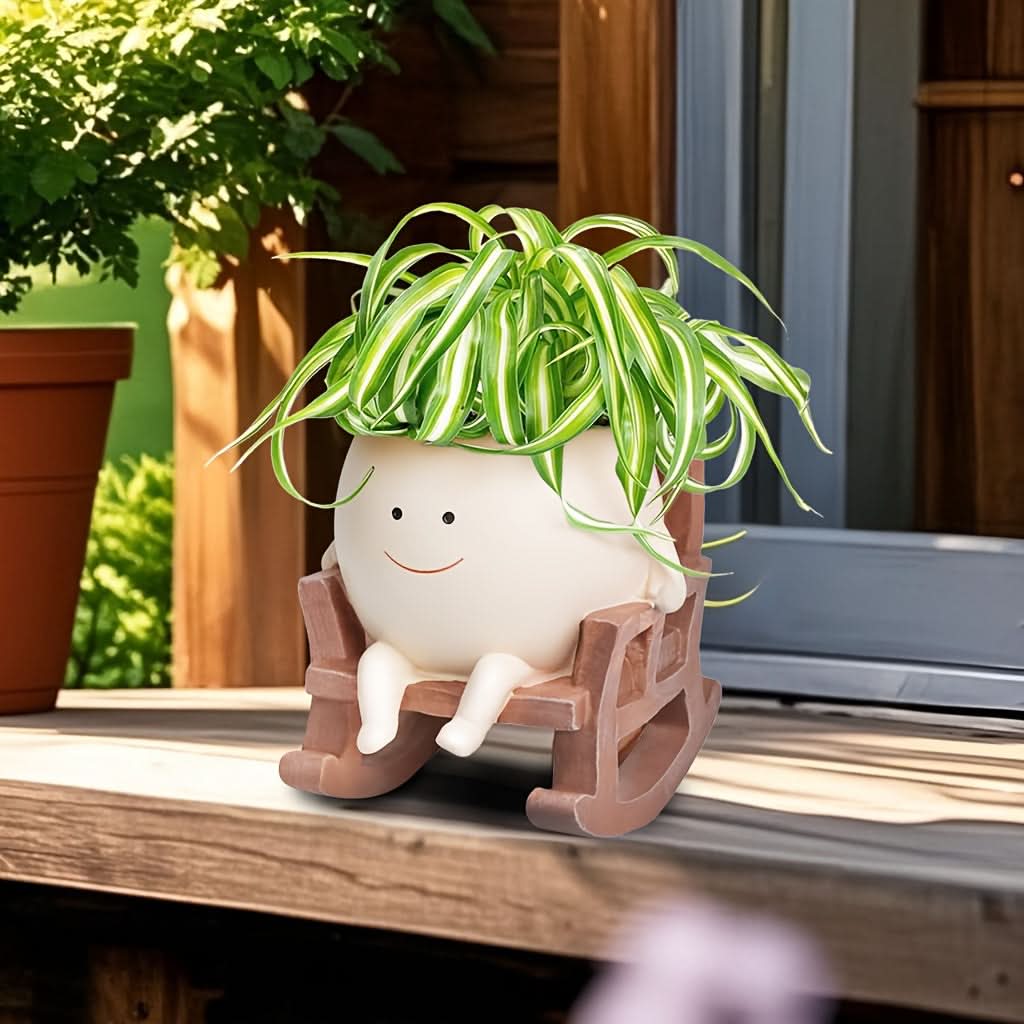 Smiling Face Resin Planter Pot – Rocking Chair Flowerpot