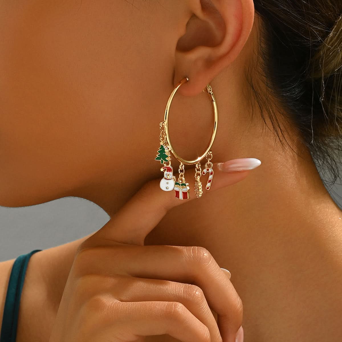 Christmas Snowflake Hoop Earrings for Women
