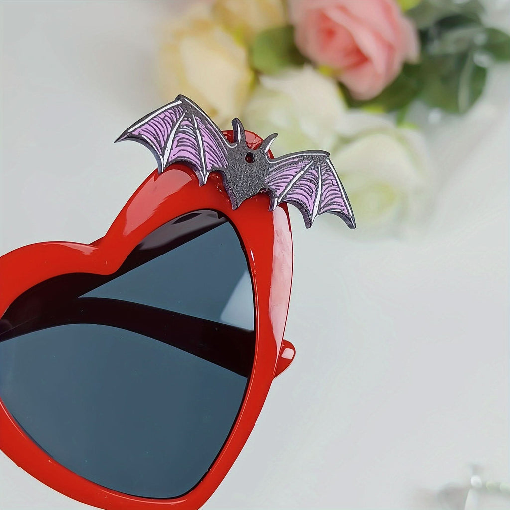 Peach Heart Bat Sunglasses for Women - Halloween Party Eyewear