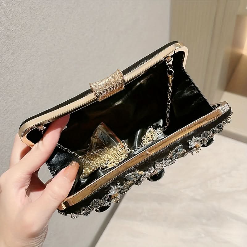 Sparkling Rhinestone Beaded Clutch, Elegant Box Purse