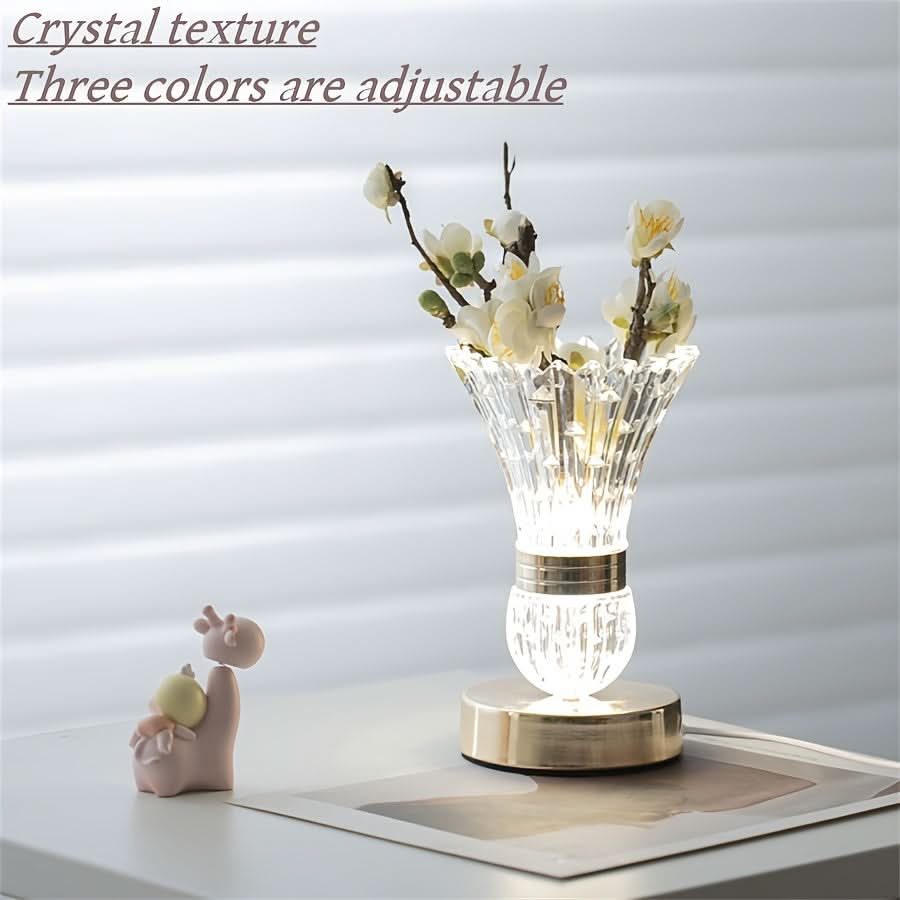 Modern LED Crystal Table Lamp - 3-Color Dimmable Lighting