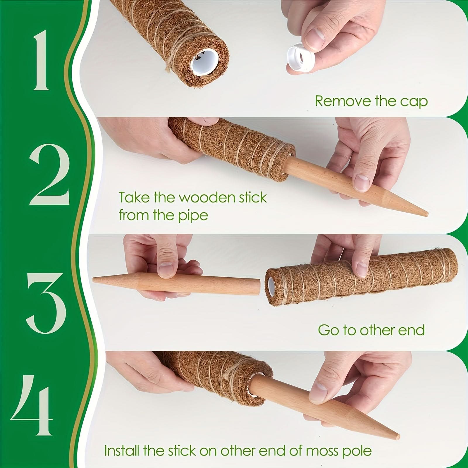 Stackable Wooden Moss Pole for Climbing Plants